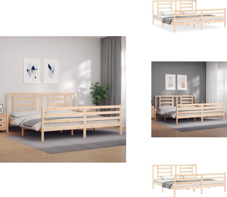 VidaXL Bedframe Massief Grenenhout Multiplex Lattenbodem 205.5 x 185.5 x 100 cm 180 x 200 cm matras Montage vereist Bed - Foto 2