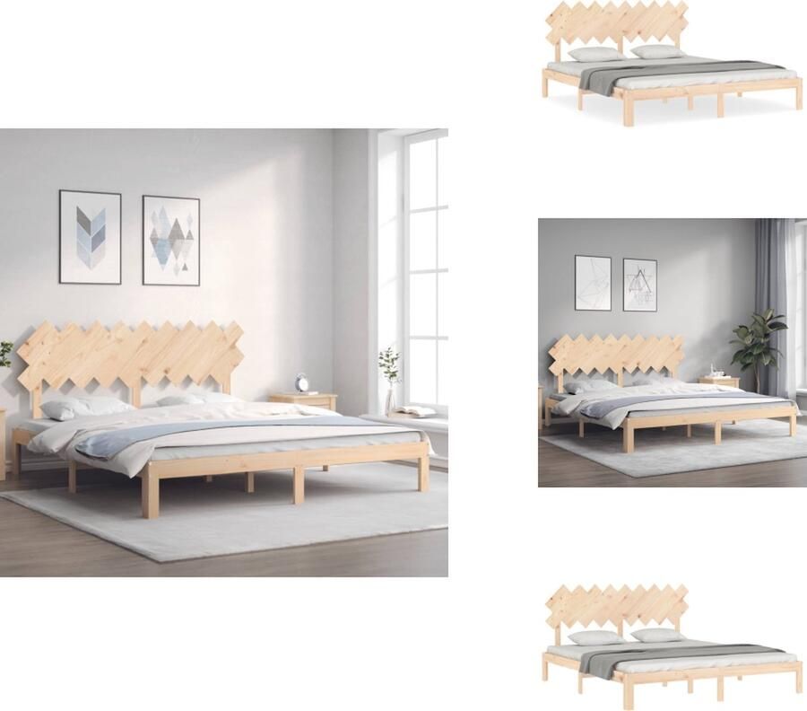 VidaXL Massief Grenenhouten Bedframe Multiplex Lattenbodem Uitstekende Ondersteuning 203.5 x 183.5 x 80.5 cm Bed