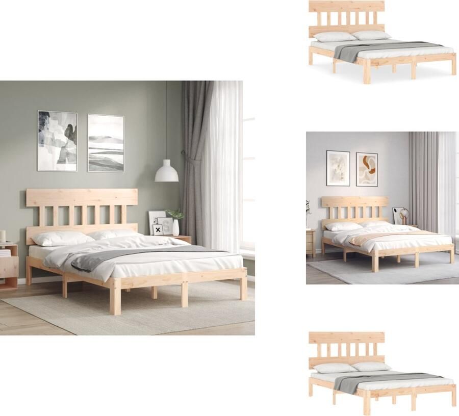 The Living Store Massief Grenenhout Bedframe 193.5 x 138.5 x 81 cm Multiplex Lattenbodem Massief Hout Bed Grenenhout Bed Houten Bed Frame Tweepersoons Bed Boxspring Bed