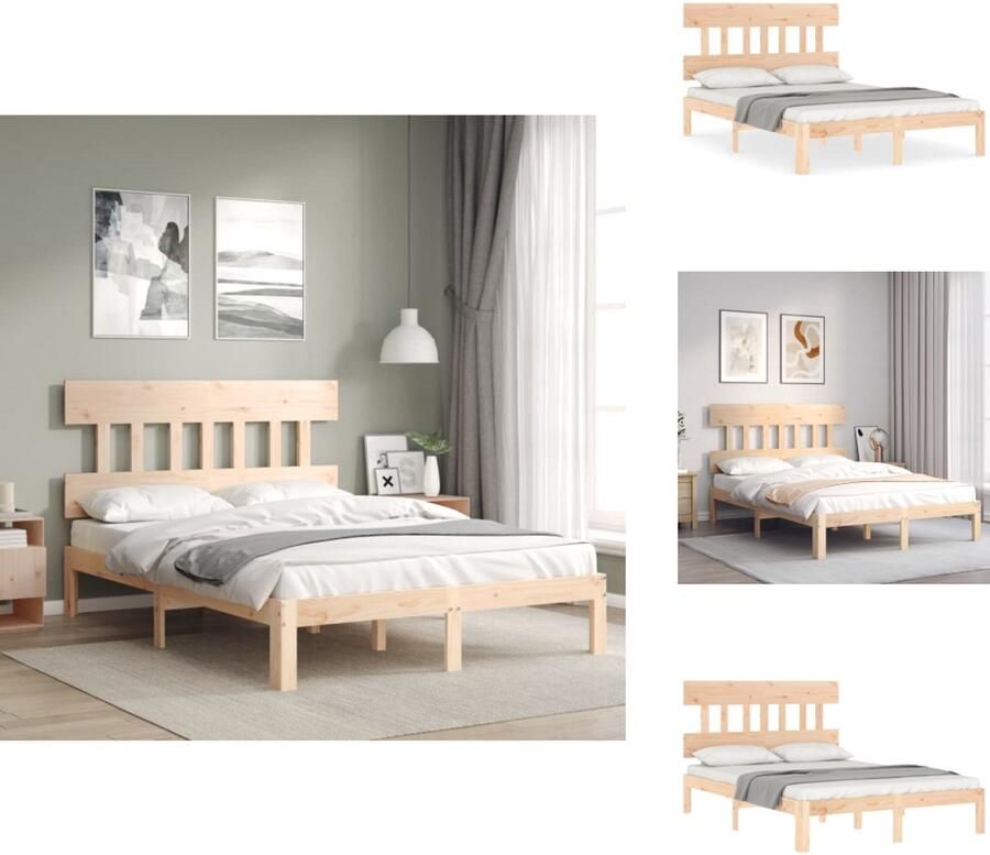 The Living Store Massief Grenenhout Bedframe 193.5 x 138.5 x 81 cm Multiplex Lattenbodem Massief Hout Bed Grenenhout Bed Houten Bed Frame Tweepersoons Bed Boxspring Bed - Foto 2