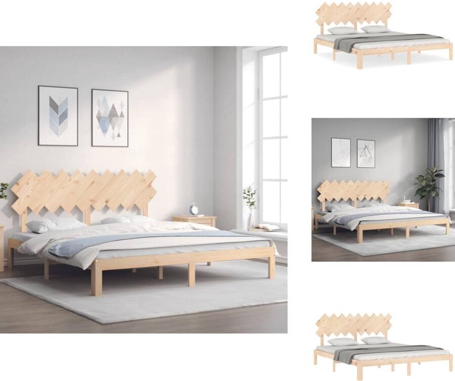 VidaXL Massief Grenenhouten Bedframe Multiplex Lattenbodem Uitstekende Ondersteuning 203.5 x 183.5 x 80.5 cm Bed - Foto 2