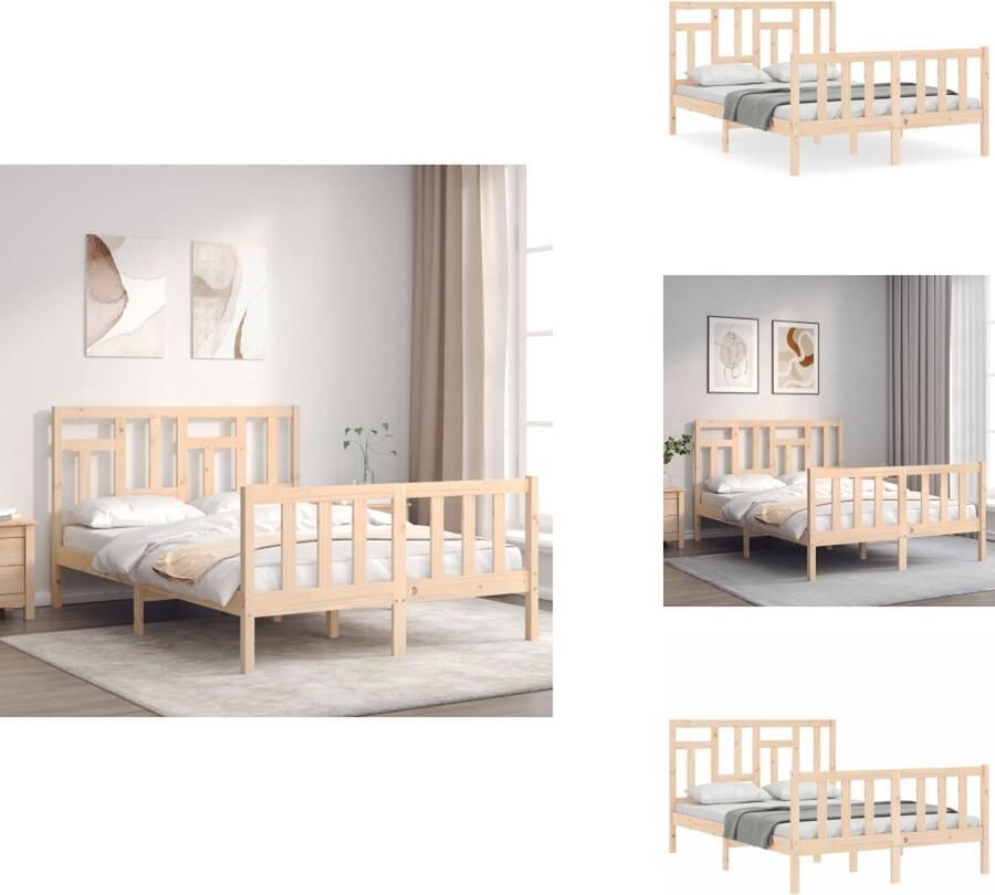 VidaXL Massief Grenenhouten Bedframe Bedframes 205.5 x 125.5 x 100 cm Functioneel hoofd- en voeteneinde Montage vereist Bed