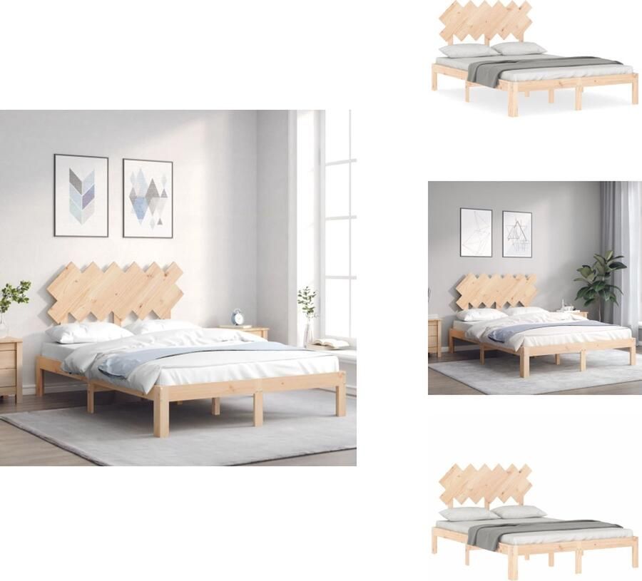 VidaXL Bedframe Bedframes Bed Tweepersoonsbed Bedframe zonder matras massief grenenhout 120x200 cm