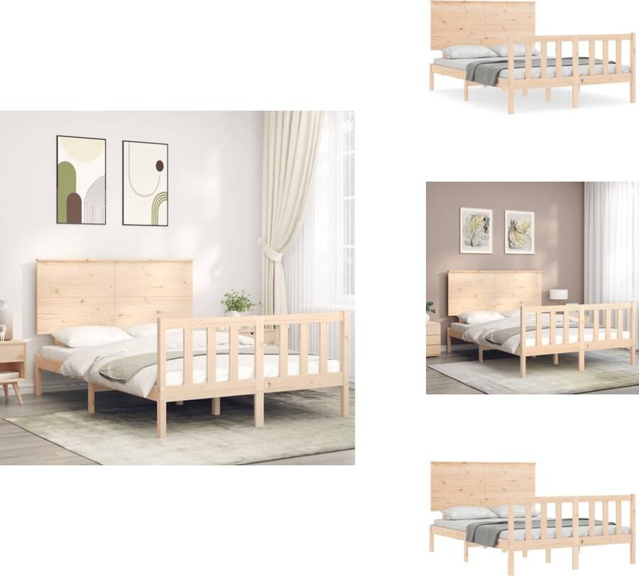VidaXL Bedframe Bedframes Bed Tweepersoonsbed Bedframe zonder matras massief grenenhout 120x200 cm