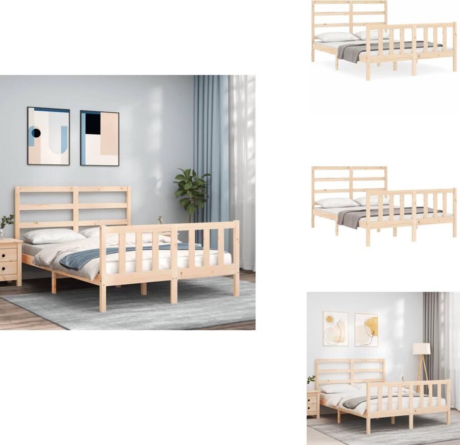 VidaXL Bedframe Bedframes Bed Tweepersoonsbed Bedframe zonder matras massief grenenhout 120x200 cm