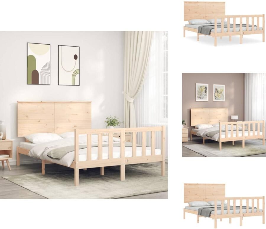 VidaXL Bedframe Bedframes Bed Tweepersoonsbed Bedframe zonder matras massief grenenhout 120x200 cm - Foto 2