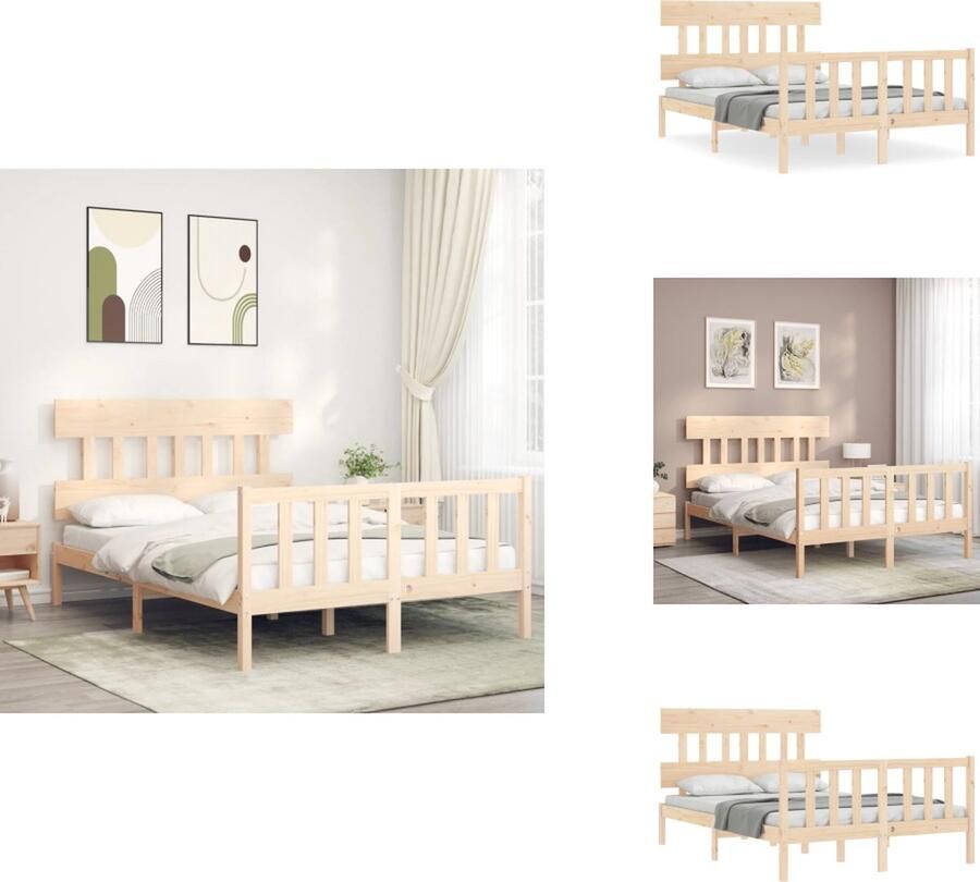 VidaXL Bedframe Bedframes Bed Tweepersoonsbed Bedframe zonder matras massief grenenhout 120x200 cm - Foto 4