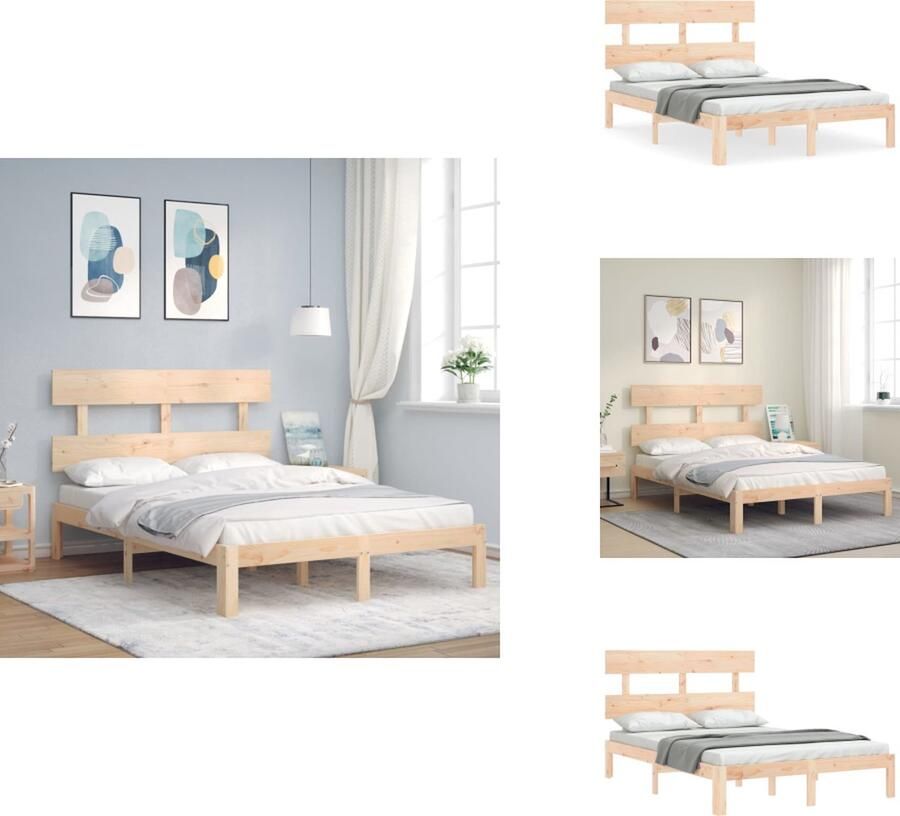 VidaXL Bedframe Bedframes Bed Tweepersoonsbed Bedframe zonder matras massief grenenhout 140x190 cm