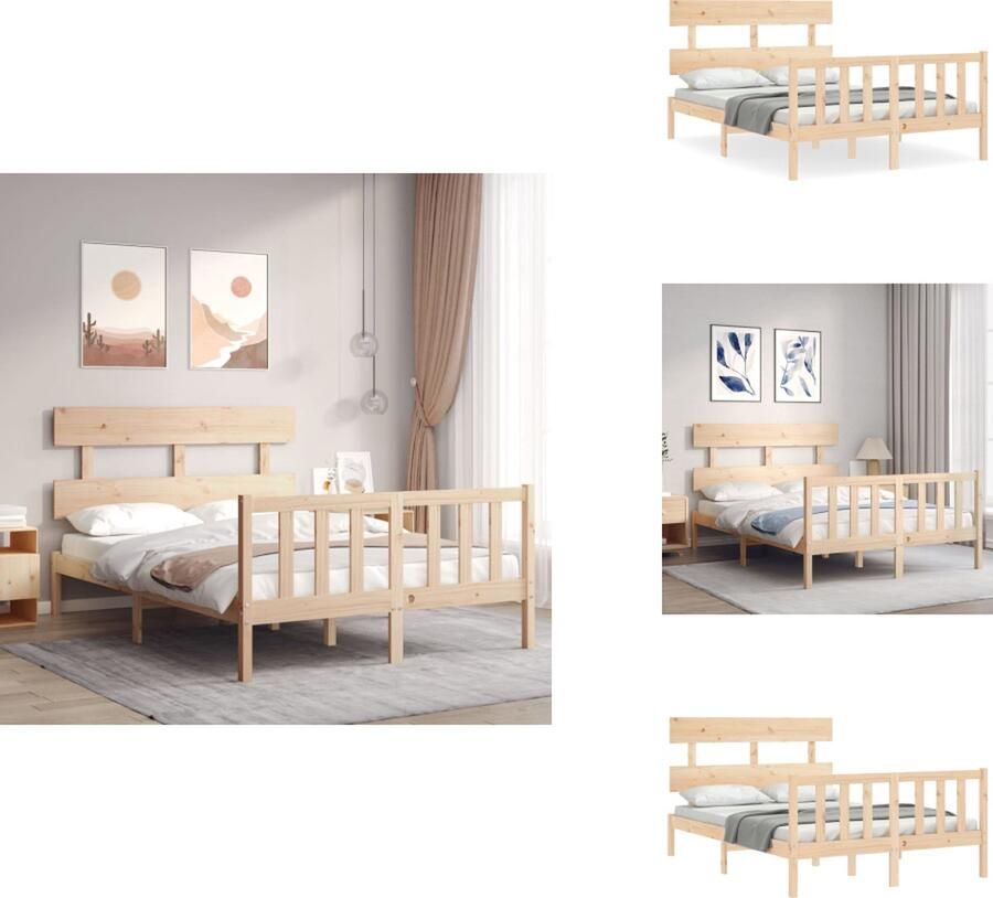VidaXL Bedframe Bedframes Bed Tweepersoonsbed Bedframe zonder matras massief grenenhout 120x200 cm - Foto 3