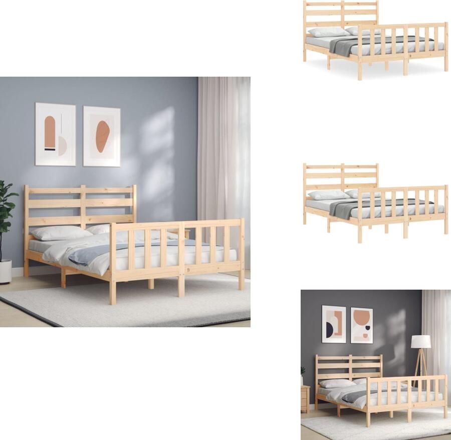 VidaXL Bed (Massief grenenhout) 206 x 145.5 x 100 cm Hoogte onder bed- 21 cm Geschikte matras- 140 x 200 cm Bed