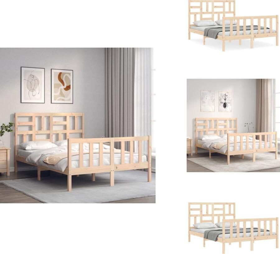 VidaXL Bedframe Bedframes Bed Tweepersoonsbed Bedframe zonder matras massief grenenhout 140x200 cm