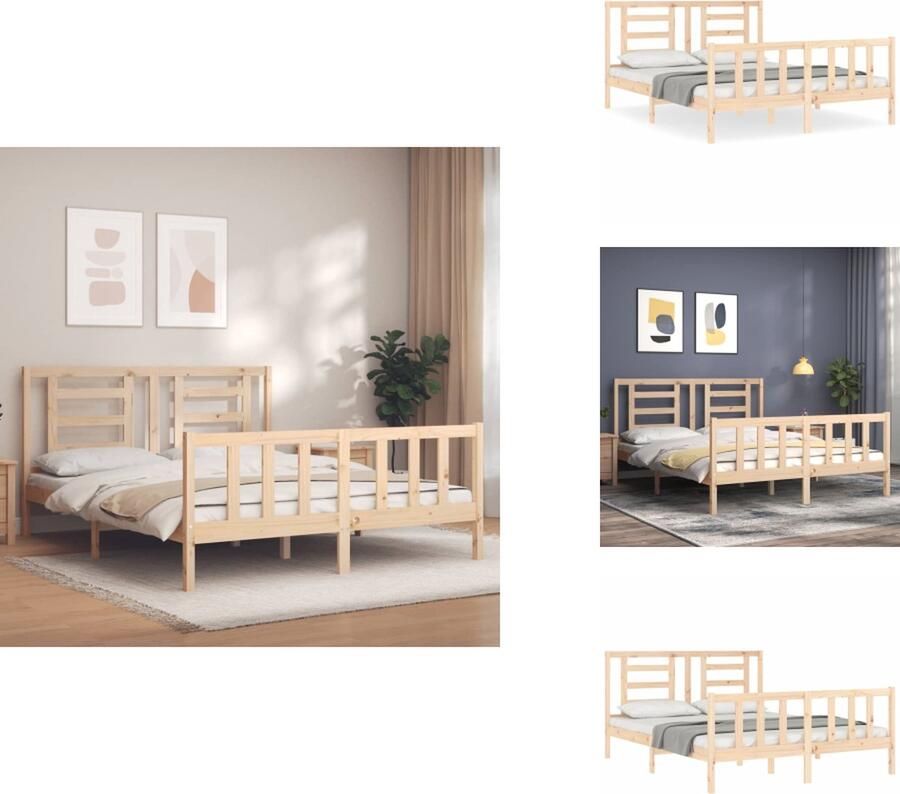 VidaXL Bedframe Bedframes Bed Tweepersoonsbed Bedframe zonder matras massief grenenhout 160x200 cm - Foto 2