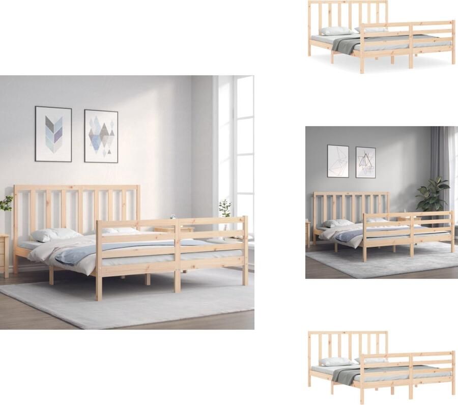 VidaXL Bedframe Bedframes Bed Tweepersoonsbed Bedframe zonder matras massief grenenhout 160x200 cm - Foto 3