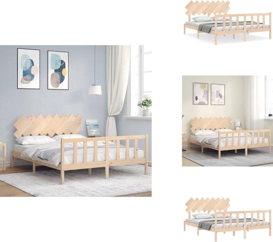 VidaXL Bedframe Bedframes Bed Tweepersoonsbed Bedframe zonder matras massief grenenhout 160x200 cm