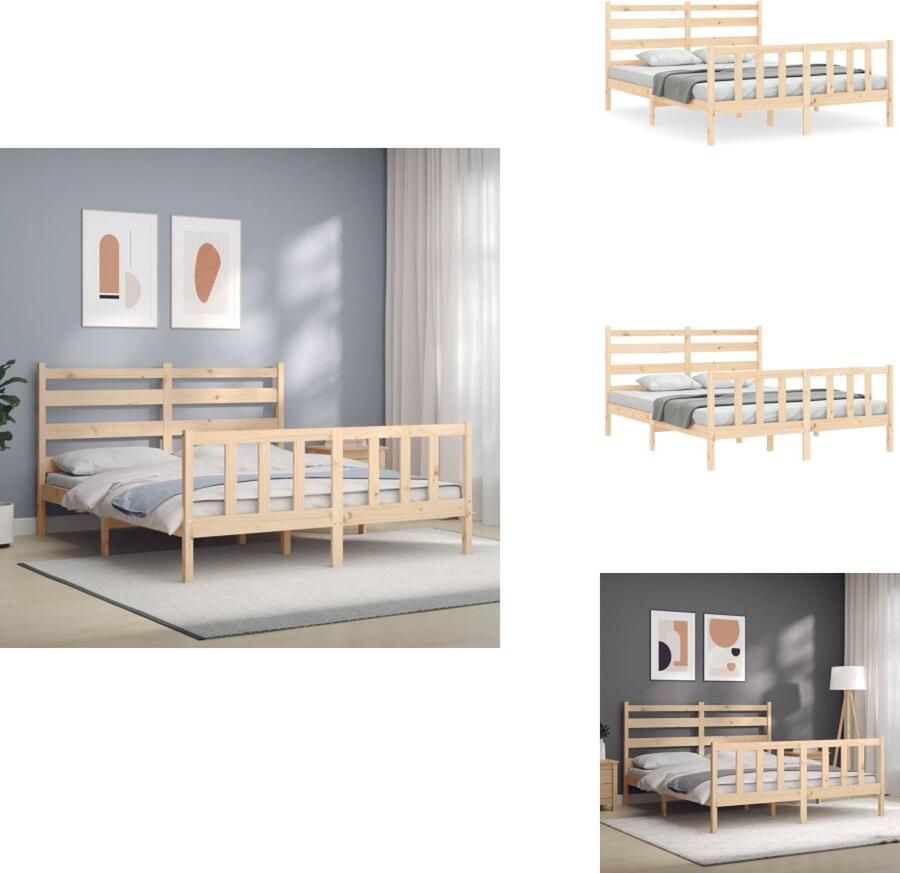 VidaXL Bedframe Bedframes Bed Tweepersoonsbed Bedframe zonder matras massief grenenhout 160x200 cm