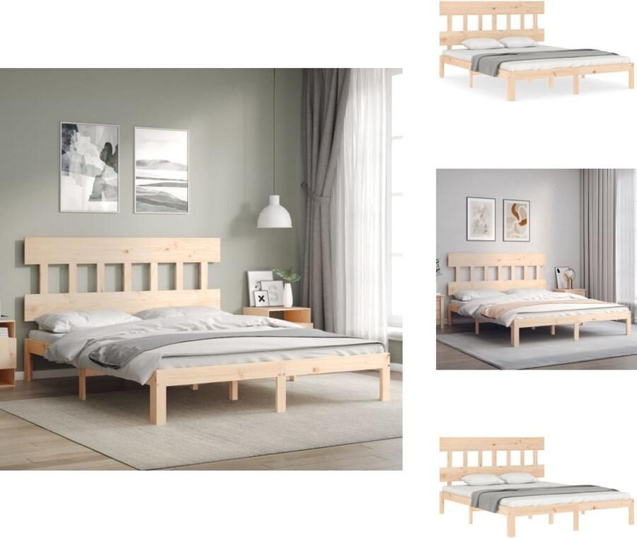 VidaXL Bedframe Bedframes Bed Tweepersoonsbed Bedframe zonder matras massief grenenhout 160x200 cm