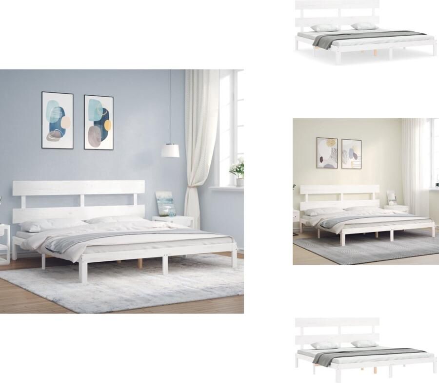 VidaXL Bedframe Bedframes Bed Tweepersoonsbed Bedframe zonder matras massief grenenhout wit 200x200 cm
