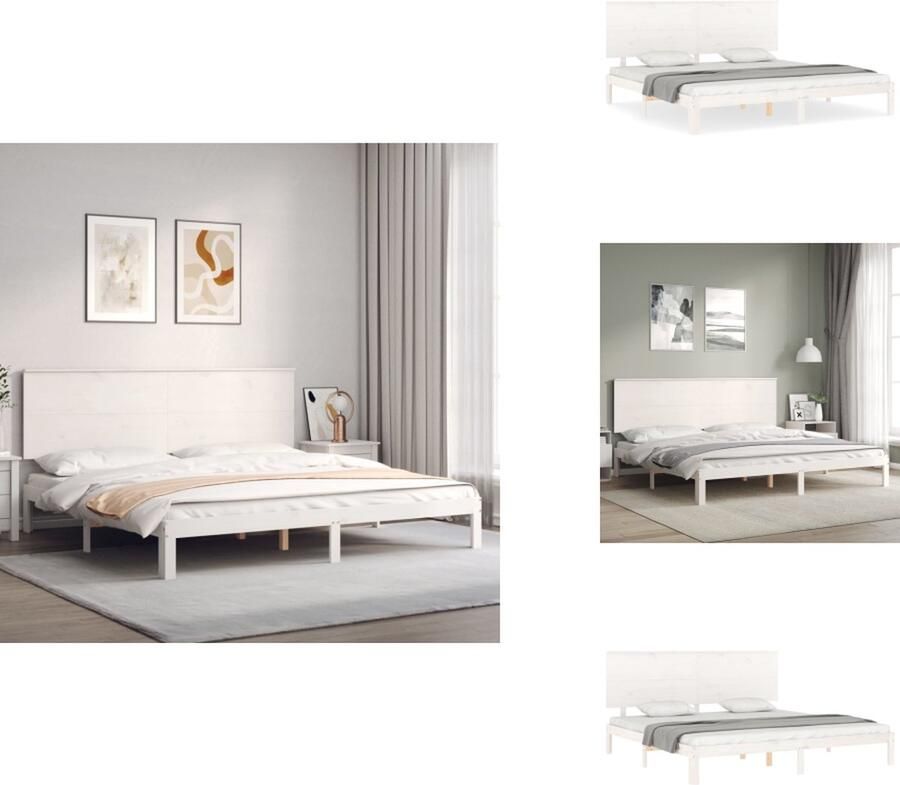 VidaXL Bedframe Bedframes Bed Tweepersoonsbed Bedframe zonder matras massief grenenhout wit 200x200 cm