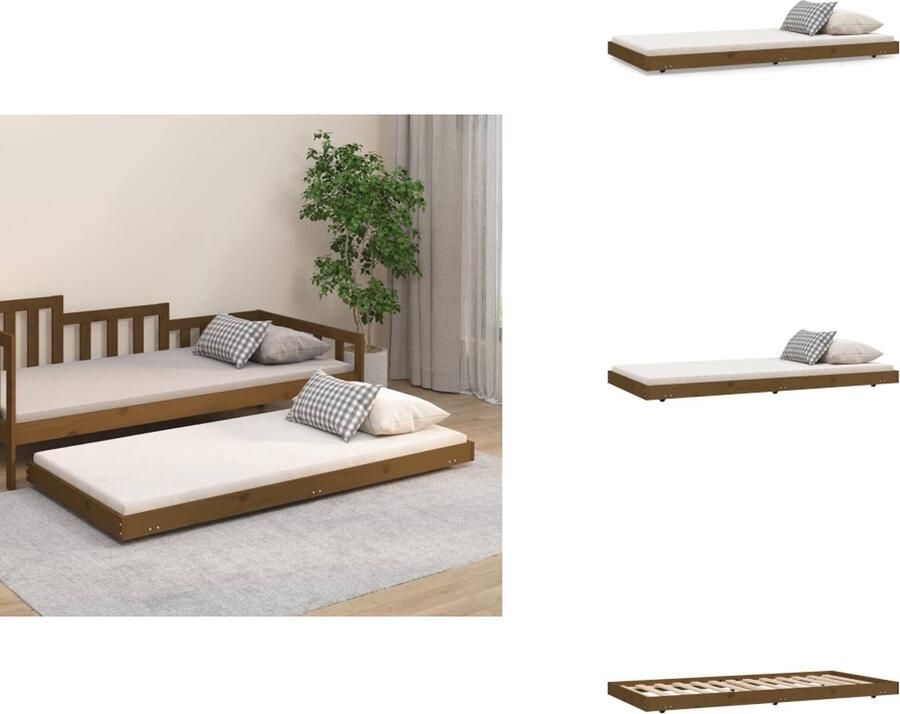 VidaXL Bedframe Bedframes Eenpersoonsbed Bed Bedframe 75x190 cm massief grenenhout honingbruin