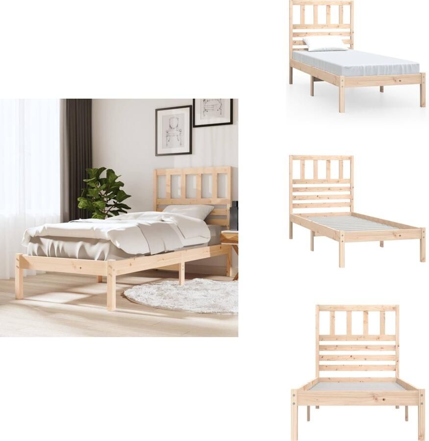 VidaXL Bedframe Bedframes Eenpersoonsbed Bed Bedframe massief grenenhout 100x200 cm