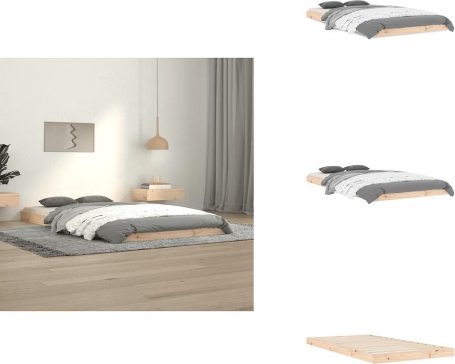 VidaXL Houten Bedframe Massief Grenenhout 205.5 x 105.5 x 31 cm Inclusief Hoofdeind Geschikt voor 100 x 200 cm Matras Montage Vereist Bed - Foto 8