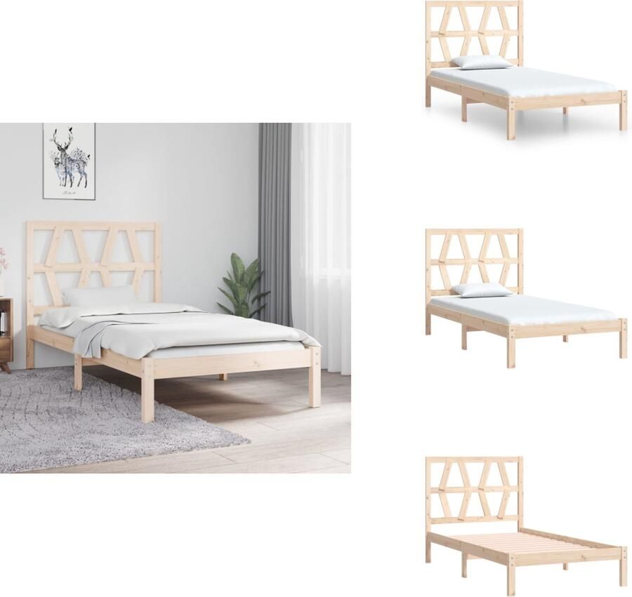 VidaXL Houten Bedframe Massief Grenenhout 205.5 x 105.5 x 31 cm Inclusief Hoofdeind Geschikt voor 100 x 200 cm Matras Montage Vereist Bed