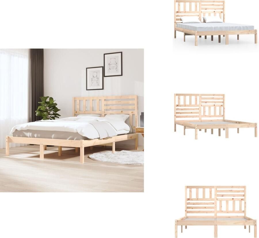 VidaXL Bedframe Bedframes Eenpersoonsbed Bed Bedframe massief grenenhout 135x190 cm