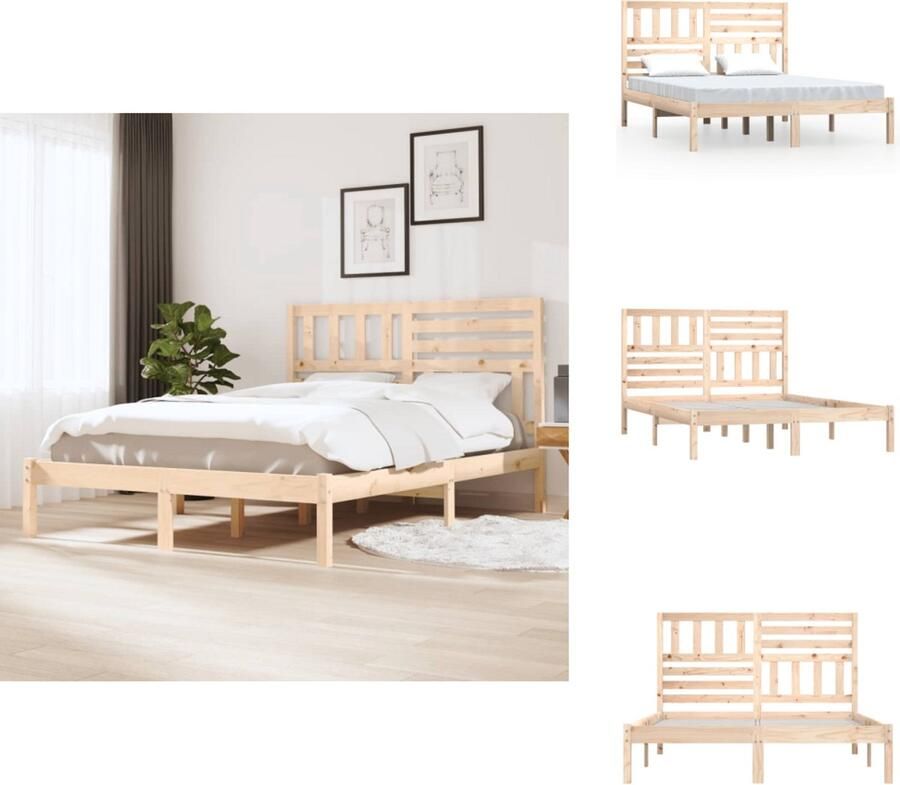 VidaXL Bedframe Bedframes Eenpersoonsbed Bed Bedframe massief grenenhout 150x200 cm