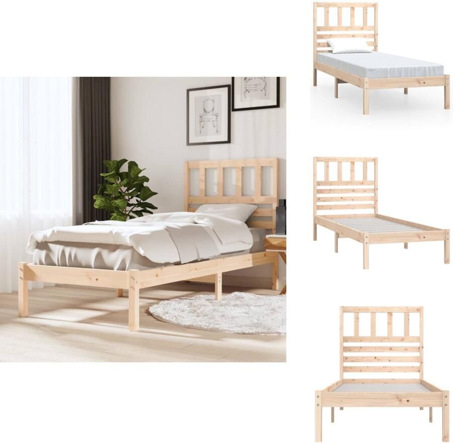 VidaXL Bedframe Bedframes Eenpersoonsbed Bed Bedframe massief grenenhout 75x190 cm