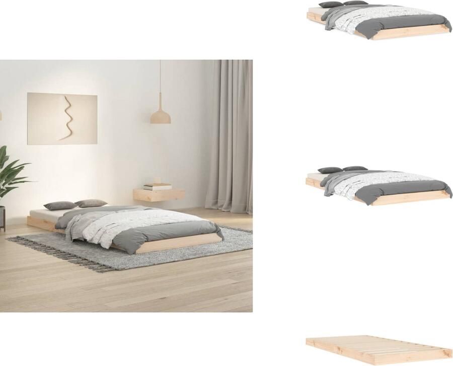 VidaXL Houten Bedframe Grenenhout 193.5 x 94 x 9 cm Geschikt voor matras van 90 x 190 cm Massief en stabiel Bed