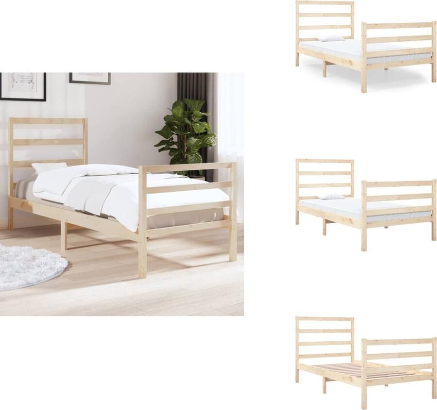 VidaXL Bedframe Bedframes Eenpersoonsbed Bed Bedframe massief grenenhout 90x190 cm