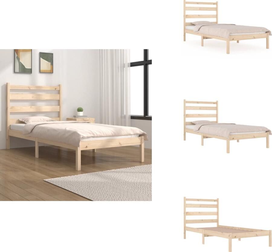 VidaXL Bedframe Massief Grenenhout 195.5 x 95.5 x 31 cm Hoofdeinde Montage vereist Bed - Foto 3