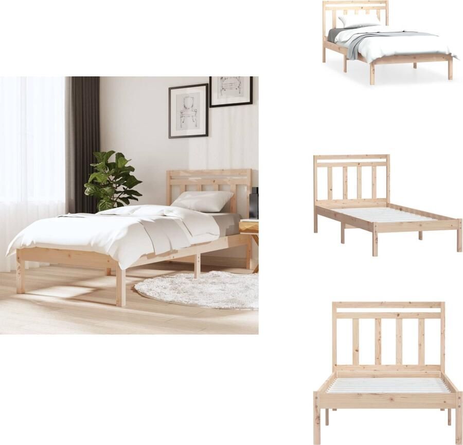VidaXL Bedframe Bedframes Eenpersoonsbed Bed Bedframe massief grenenhout 90x200 cm