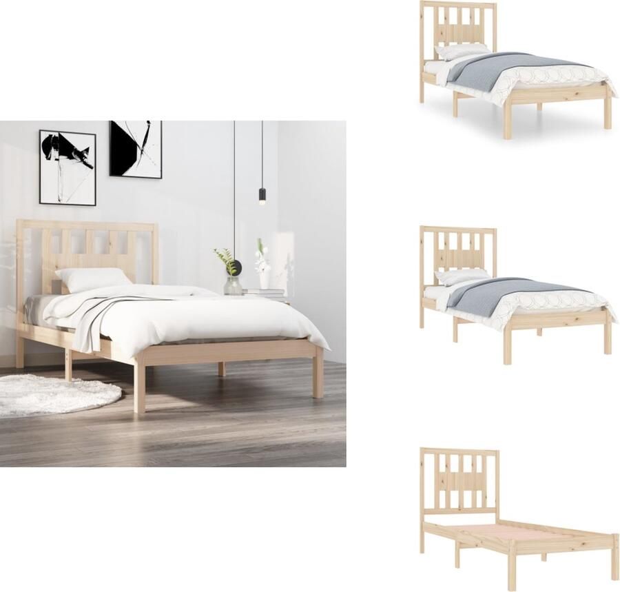 VidaXL Bedframe Bedframes Eenpersoonsbed Bed Bedframe massief grenenhout 90x200 cm