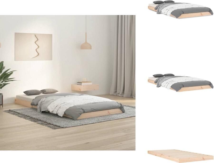VidaXL Houten Bedframe Massief Grenenhout 205.5 x 95.5 x 31 cm Inclusief Hoofdeind Bed - Foto 4