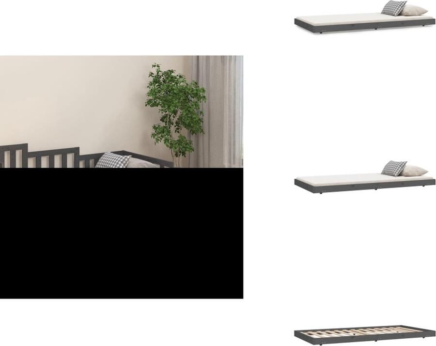 VidaXL Bedframe Bedframes Eenpersoonsbed Bed Bedframe massief grenenhout grijs 100x200 cm