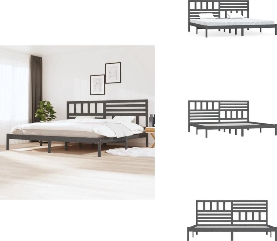 VidaXL Bedframe Bedframes Eenpersoonsbed Bed Bedframe massief grenenhout grijs 200x200 cm
