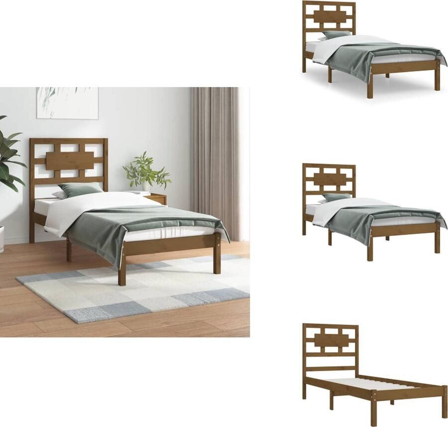 VidaXL Houten Bedframe Modern Slaapkamer Afmeting- 205.5 x 105.5 x 100 cm Ken- Massief grenenhout Bed - Foto 3