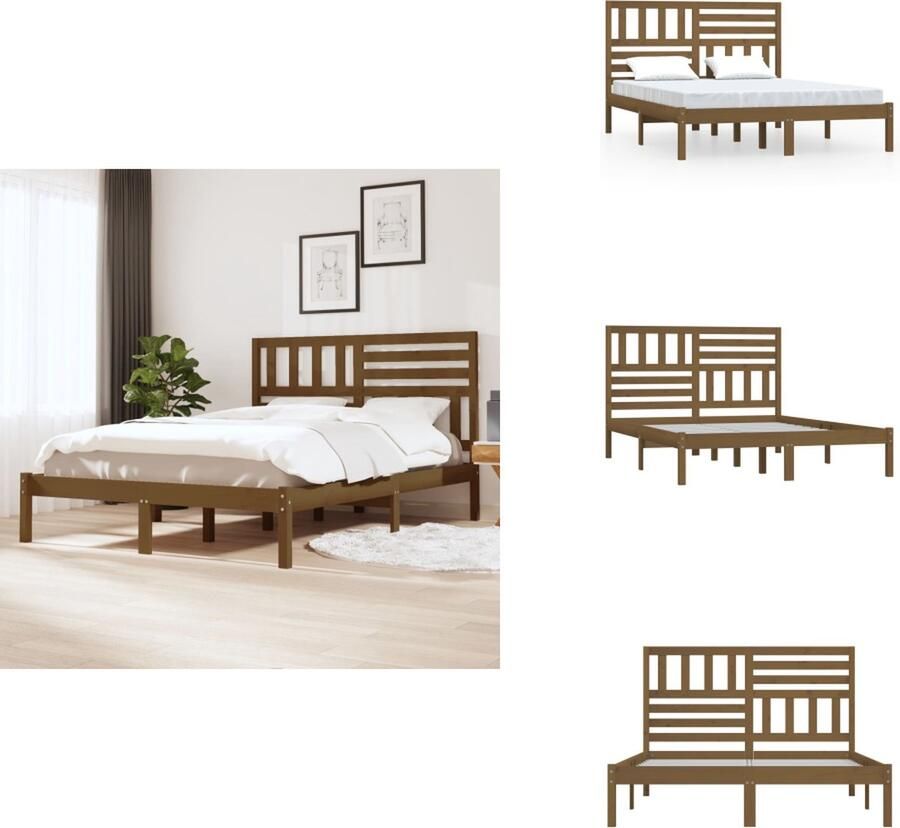 VidaXL Bedframe Bedframes Eenpersoonsbed Bed Bedframe massief grenenhout honingbruin 120x200 cm
