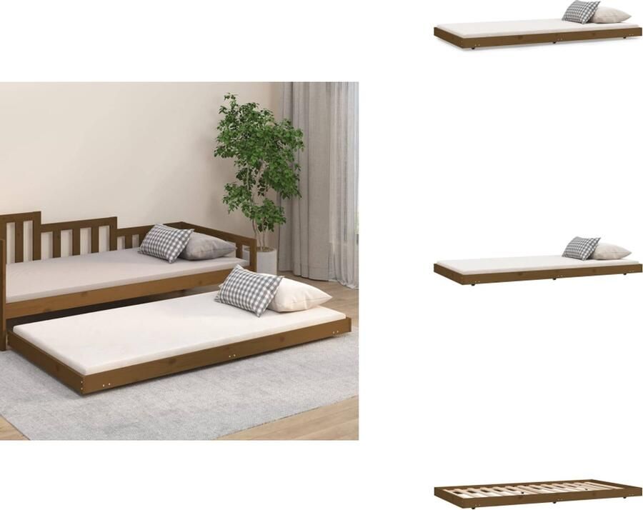 VidaXL Bedframe Bedframes Eenpersoonsbed Bed Bedframe massief grenenhout honingbruin 80x200 cm