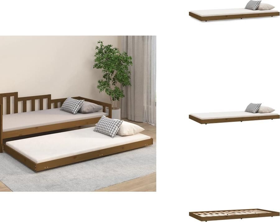 VidaXL Bedframe Bedframes Eenpersoonsbed Bed Bedframe massief grenenhout honingbruin 90x200 cm