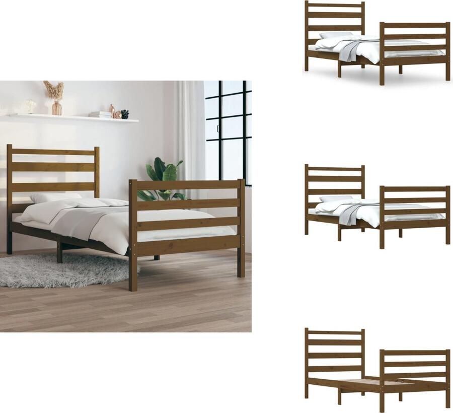 VidaXL Bedframe Bedframes Eenpersoonsbed Bed Bedframe massief grenenhout honingbruin 90x200 cm