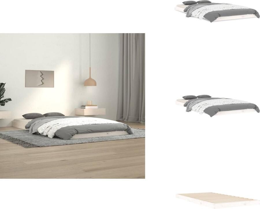 VidaXL Bedframe Massief Grenenhout Eenpersoonsbed Wit 203.5x104x9cm Stabiel en Rustiek Bed - Foto 6