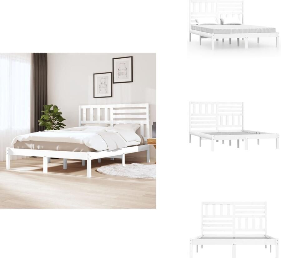 VidaXL Bedframe Bedframes Eenpersoonsbed Bed Bedframe massief grenenhout wit 120x200 cm