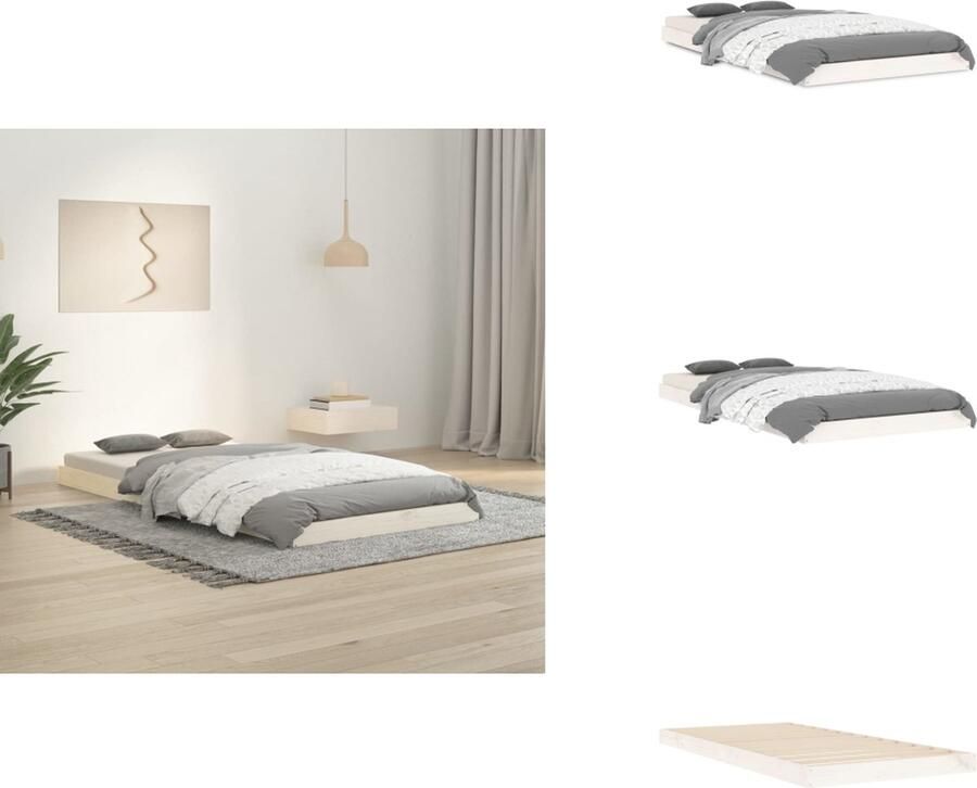VidaXL Bedframe Bedframes Eenpersoonsbed Bed Bedframe massief grenenhout wit 90x190 cm