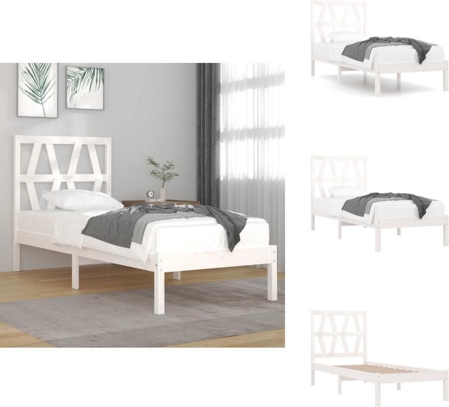 VidaXL Bedframe Bedframes Eenpersoonsbed Bed Bedframe massief grenenhout wit 90x190 cm