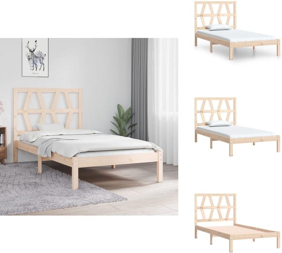 VidaXL Bedframe Bedframes Eenpersoonsbed Bed Bedframe massief grenenhout zwart 75x190 cm