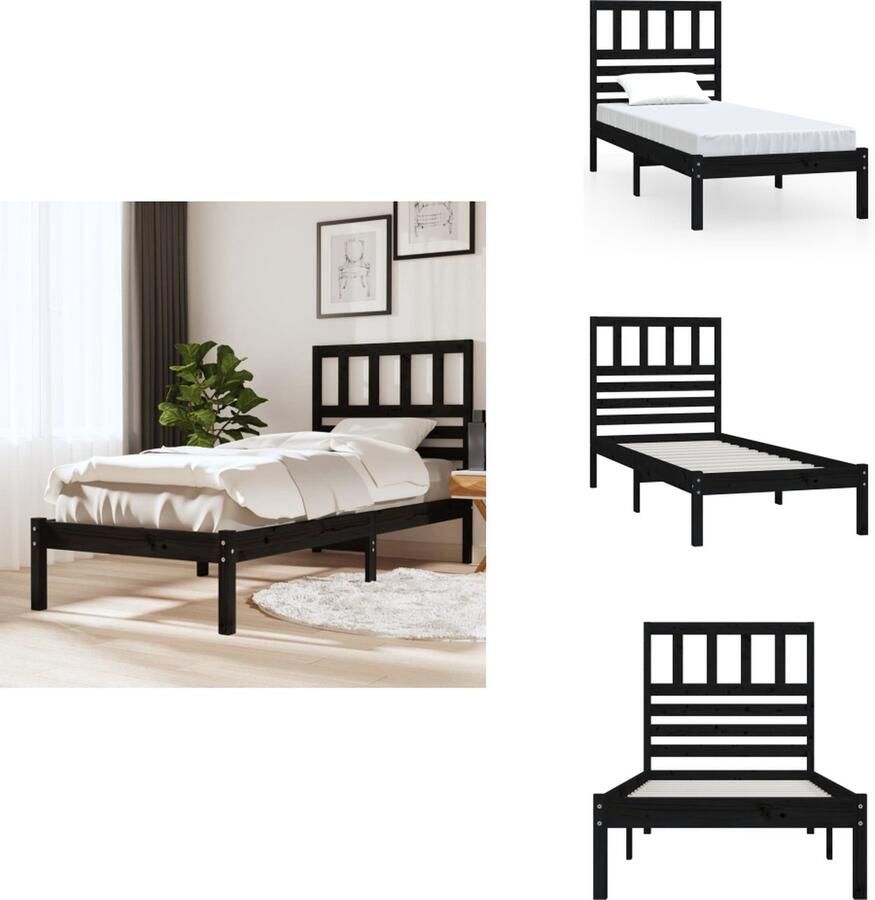 VidaXL Houten Bedframe Klassiek Bedframes Afmeting- 195 x 80.5 x 31 cm Ken- Massief grenenhout Bed