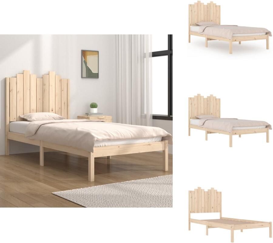 VidaXL Bedframe Bedframes Eenpersoonsbed Bed Bedframe massief grenenhout zwart 75x190 cm