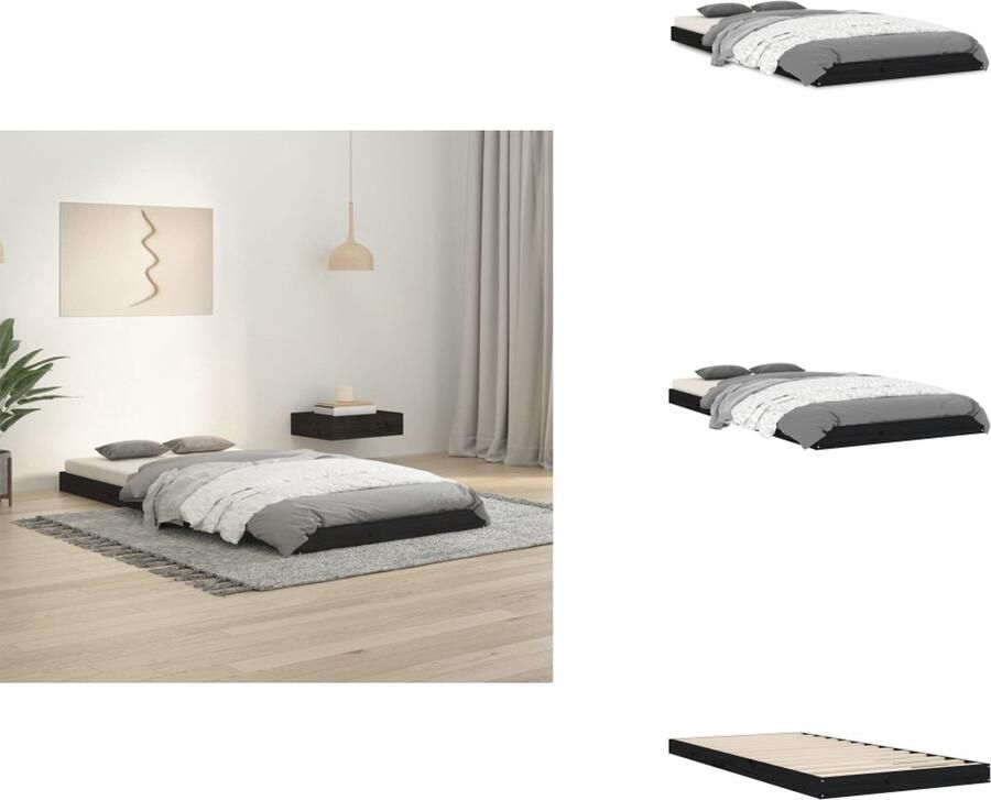 VidaXL Bedframe Grenenhout eenpersoons 193.5 x 94 x 9 cm multiplex lattenbodem zwart geschikt voor 90x190cm matras (3FT Single) Bed - Foto 3